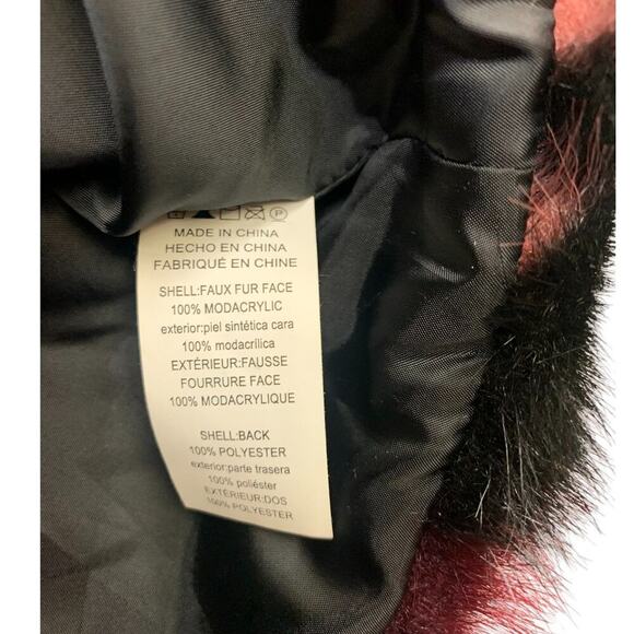 Michael Kors Chevron Faux Fur Pink Burgundy Grey‎ and Black Sz XS - Picture 3 of 4